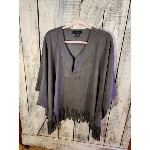 Karen Kane Suede Fringe Poncho L/XL - Picture 5 of 13